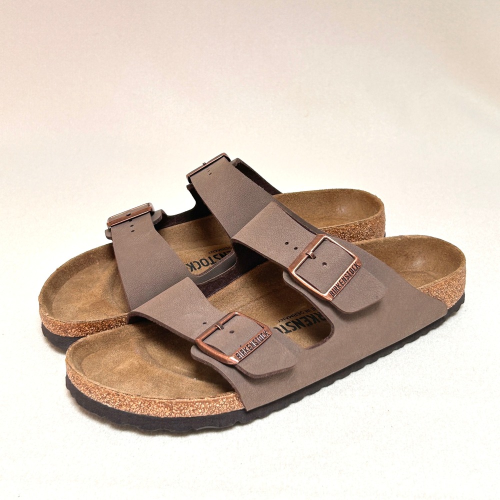 Birkenstock Arizona Sandals 42 Narrow Mocha Brown Two Strap New Without Box - Picture 2 of 8